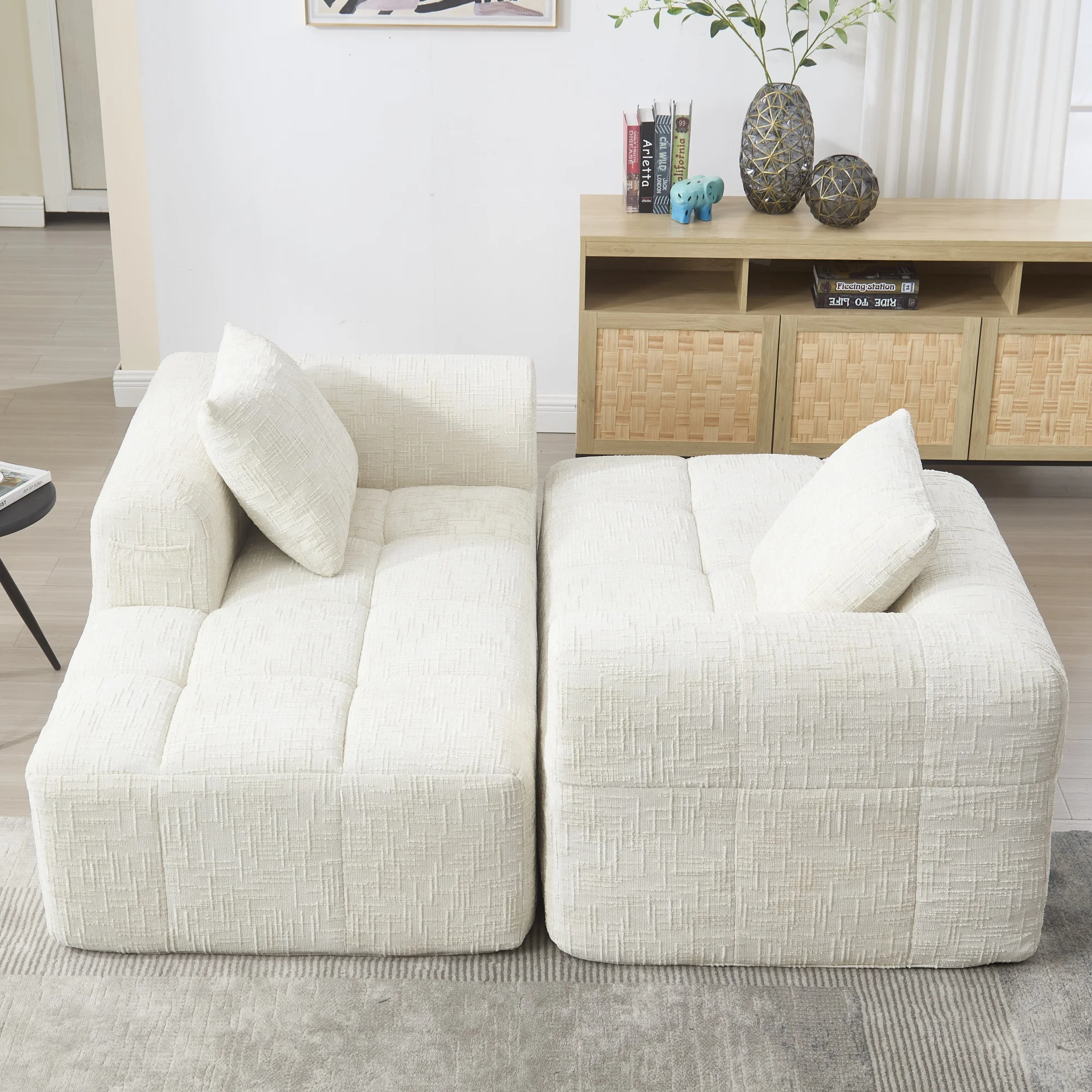 Sofá, L-Sofa, Design Confortável, com Bolsa Lateral, Construção Simples,