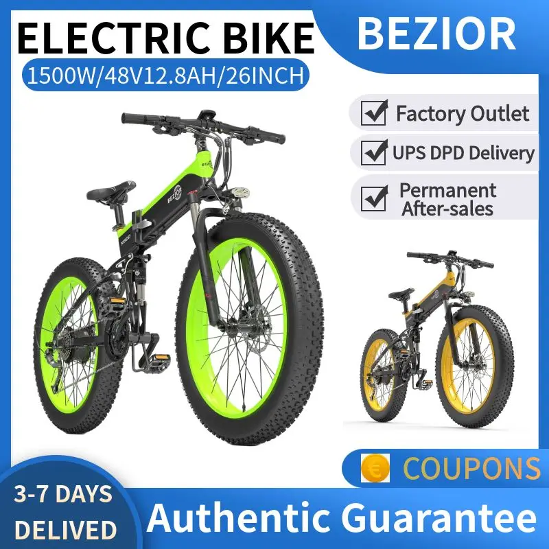 FACTORY OUTLET BEZIOR SNOW ELECTRIC BICYCLE FAT BIKE 26*4.0 500W 1000W 1500W 48V12.8AH FOLDING EBIKE HYDRAULIC BRAKE SNOW BIKE