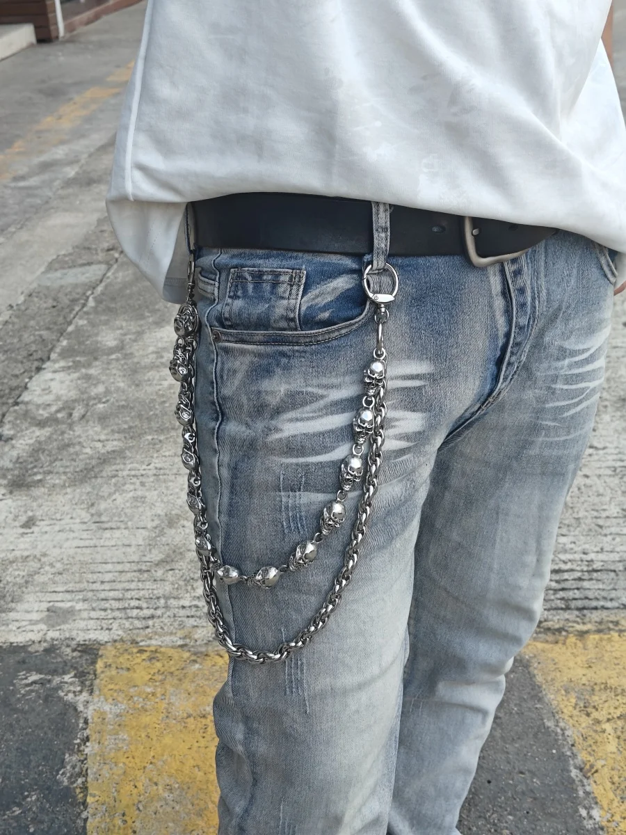 Multifunctional Stainless Steel Retro Heavy-duty Skull Pants Chain Fashion Male Woman One's Waist Y2K Luxury Accessories