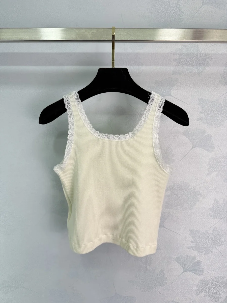 

2025 New Sweater Knit Vest O-neck Sleeveless Wool Lace Solid Fashionable Versatile Slimming Figure-hugging