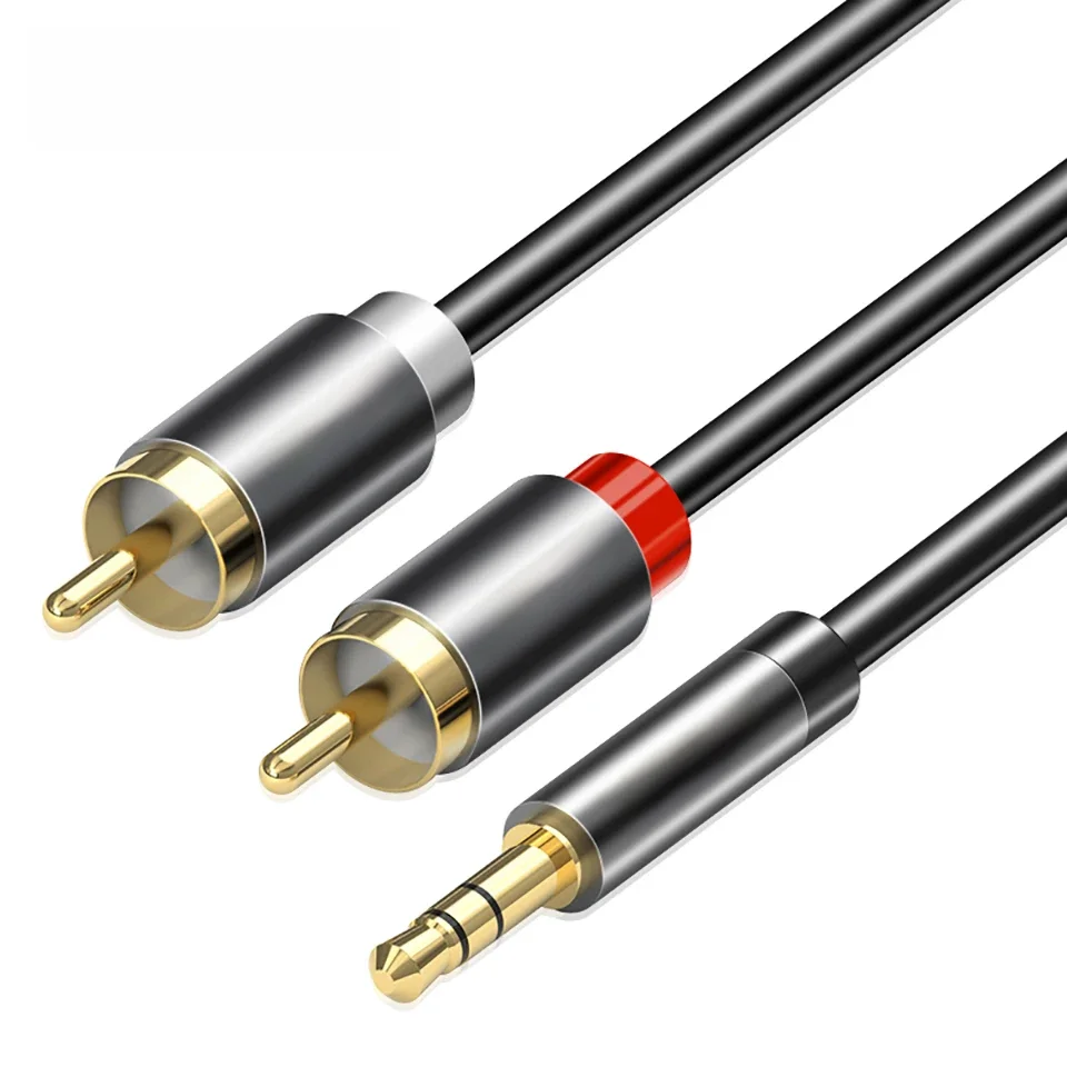 QGeeM câble RCA 2RCA à 3.5 câble Audio RCA 3.5mm Jack RCA câble AUX pour amplificateurs DJ caisson de basses mélangeur Audio Home cinéma DVD