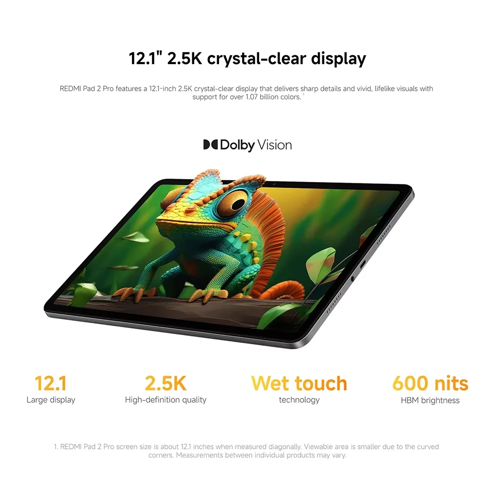Xiaomi Redmi Pad 2 Pro Versión Global Snapdragon® 7s Gen 4 Pantalla cristalina de 12,1″ 2,5 K, 120Hz, 8MP, 12000mAh, Sin Cargador 6