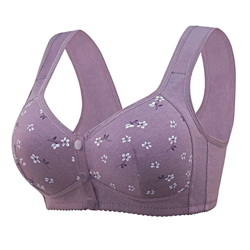 Large Size Printing Non-steel Ladies Bra Front Opening and Closing Underwear Comfortable Breathable Push Up Ladies Underwear Bra