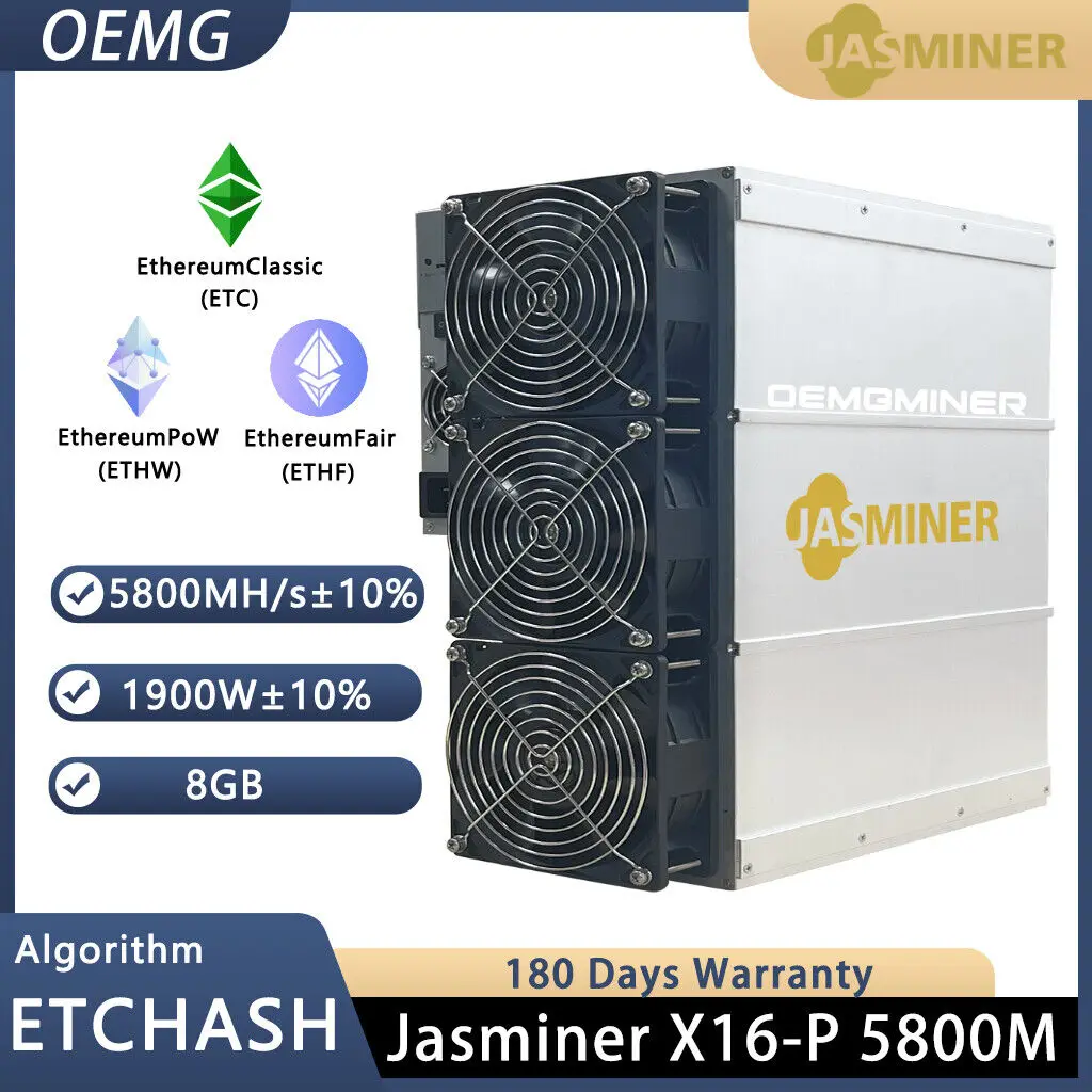 GA buy 5 get 2 free New JASMINER X16-P 5800MH/S 1900W 8G ETC OCTA ZIL Miner WiFi with PSU