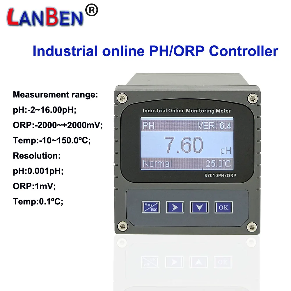 Industrial Online pH Meter ORP Meter High Accuracy pH ORP Contoller With Sensors For Water Quanlity analysis Monitoring