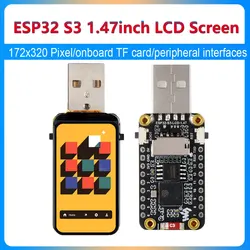 ESP32-S3開発ボード,1.47インチLCDディスプレイ,16MBフラッシュメモリ,ESP32-S3R8,デュアルコアプロセッサ,172x320ピクセル,SDポート,LVGL, USB