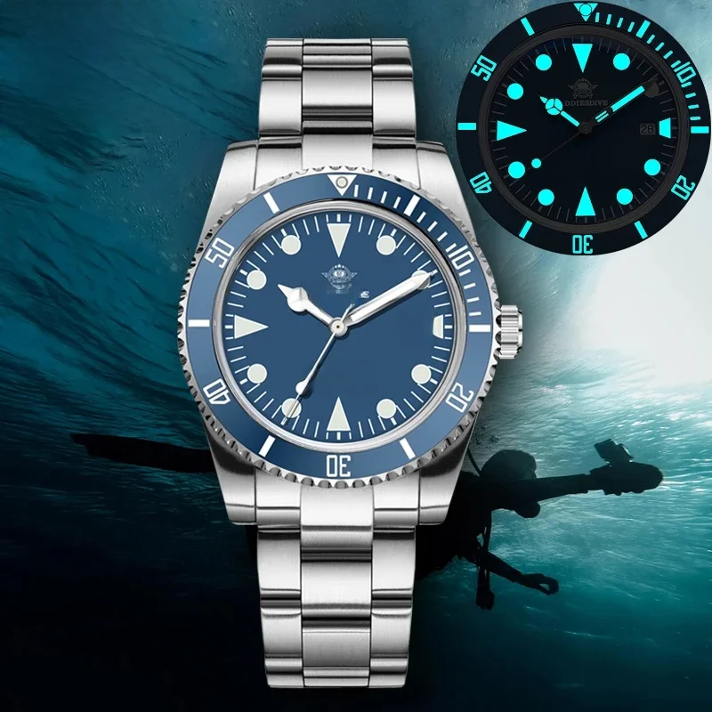 ADDIESDIVE Luxus Herren Analoguhr BGW9 Leuchtende Keramiklünette Blasenspiegelglas Taucheruhr 200 m Quarzuhren AD2068