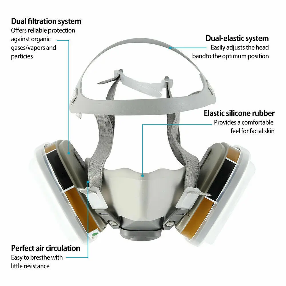 17-in-1 Vollgesichtsmaske, Gasmaske, spritzwassergeschützter Atemschutz, Chemikalienfilter – Detail 1