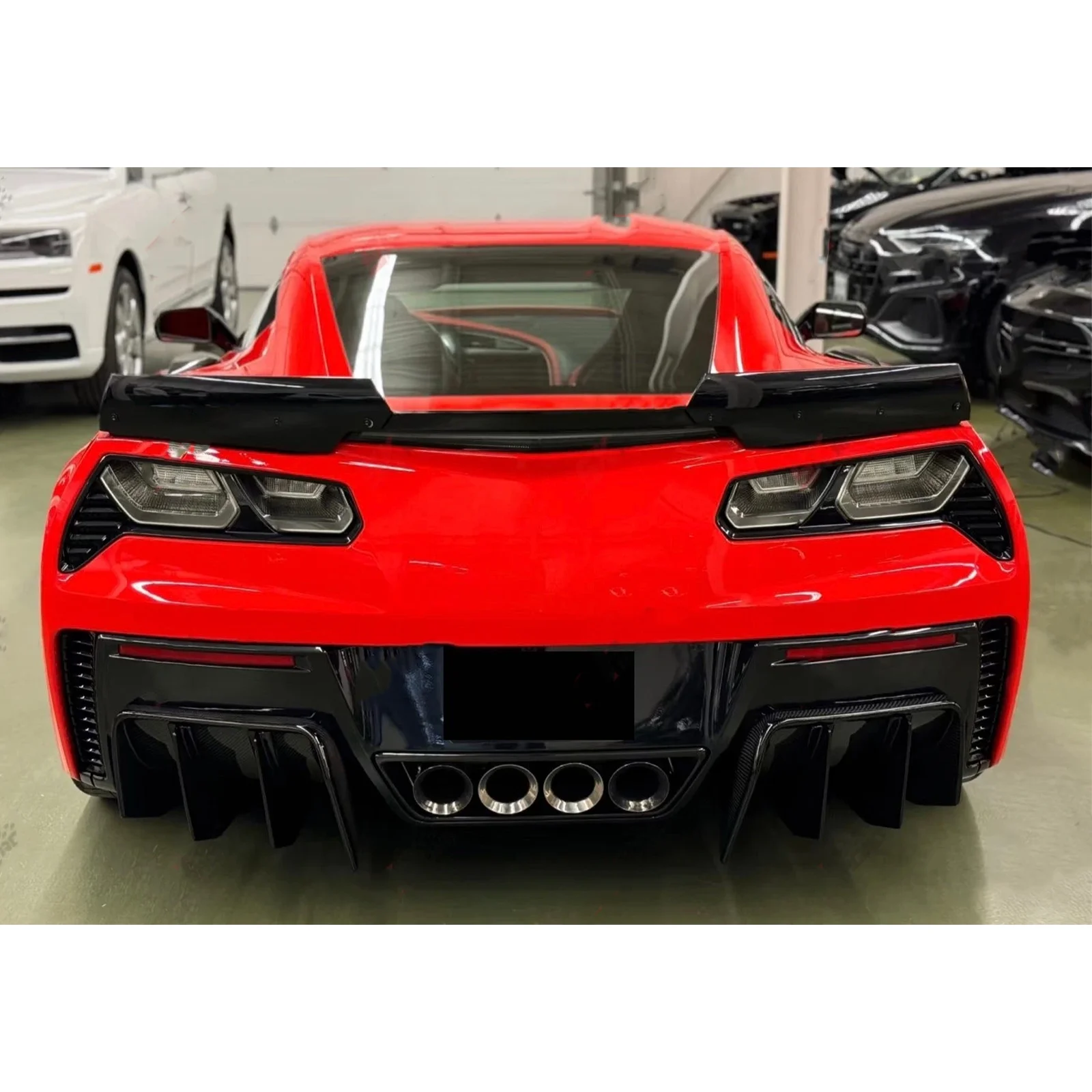 For 2014-2019 Chevy Corvette C7 Z06 Stingray Z51 ZR1 2-Door Stage 3 Car Rear Bumper Lip Diffuser Spoiler Splitter Carbon Look