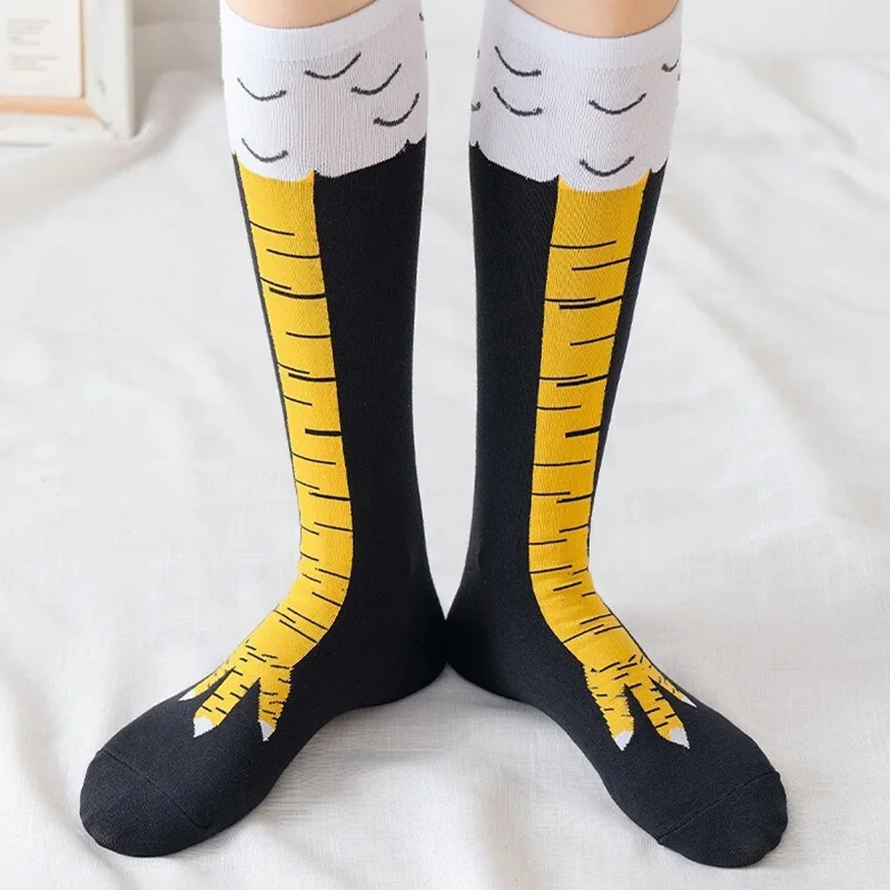 2 Pairs Funny Chicken Paw Stocking Over-knee Pressure Thin Leg Long Stockings Women Spring Autumn Winter Middle High School Sock