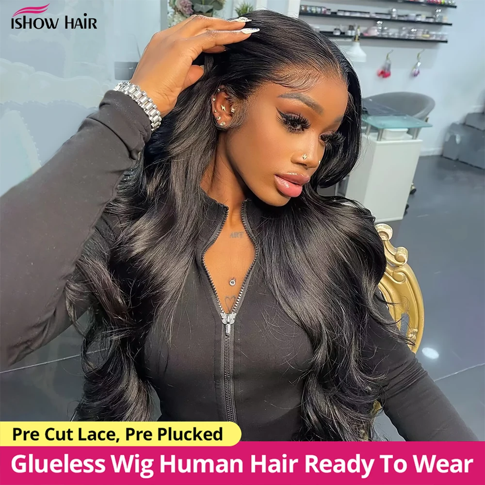 Ishow Ready To Go Body Wave Lace Front Wig Glueless Lace Front Human Hair Wig Pre Cut Brazilian Transparent Lace Closure Wig