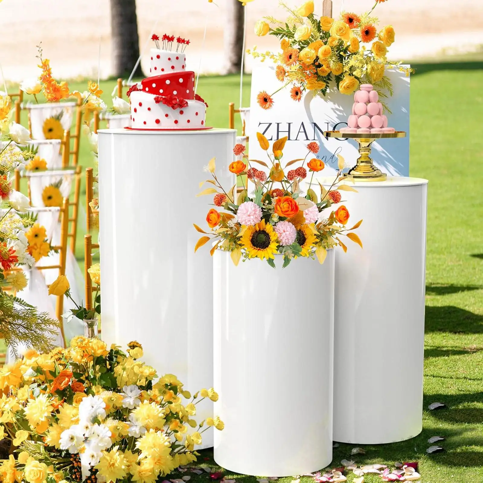 

3Pcs Round Cylinder Pedestal Cake Stand Portable Dessert Table Pillars Reusable for DIY Thanksgiving Party Wedding Decorations