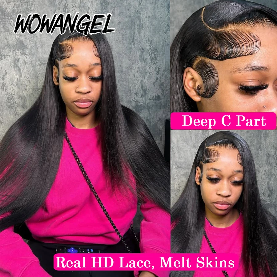 34in 13x6 HD Lace Front Wigs 250% Straight Wigs 30in Human Hair Lace Frontal Wigs Natural Scalp Deep Side Parting Brazilian Hair