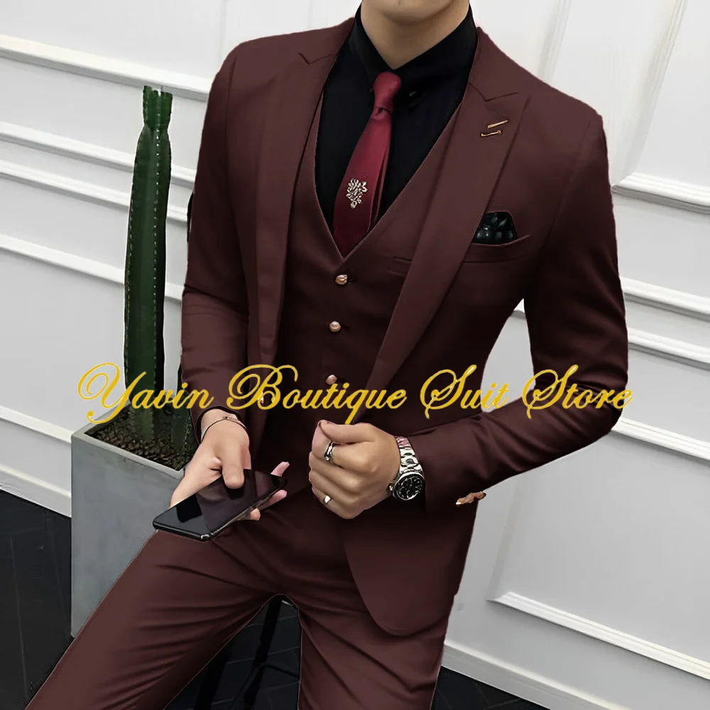 Formal Men's Suits Wedding Groom Tuxedo Prom Handmade Costume Fashion Jacket Vest Pants Man Blazer Suit