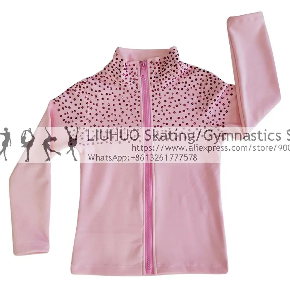 Veste d'entraînement de patinage artistique pour filles, vêtements d'entraînement, pantalons de patinage, ensemble de vêtements roses, documents solides, diamants