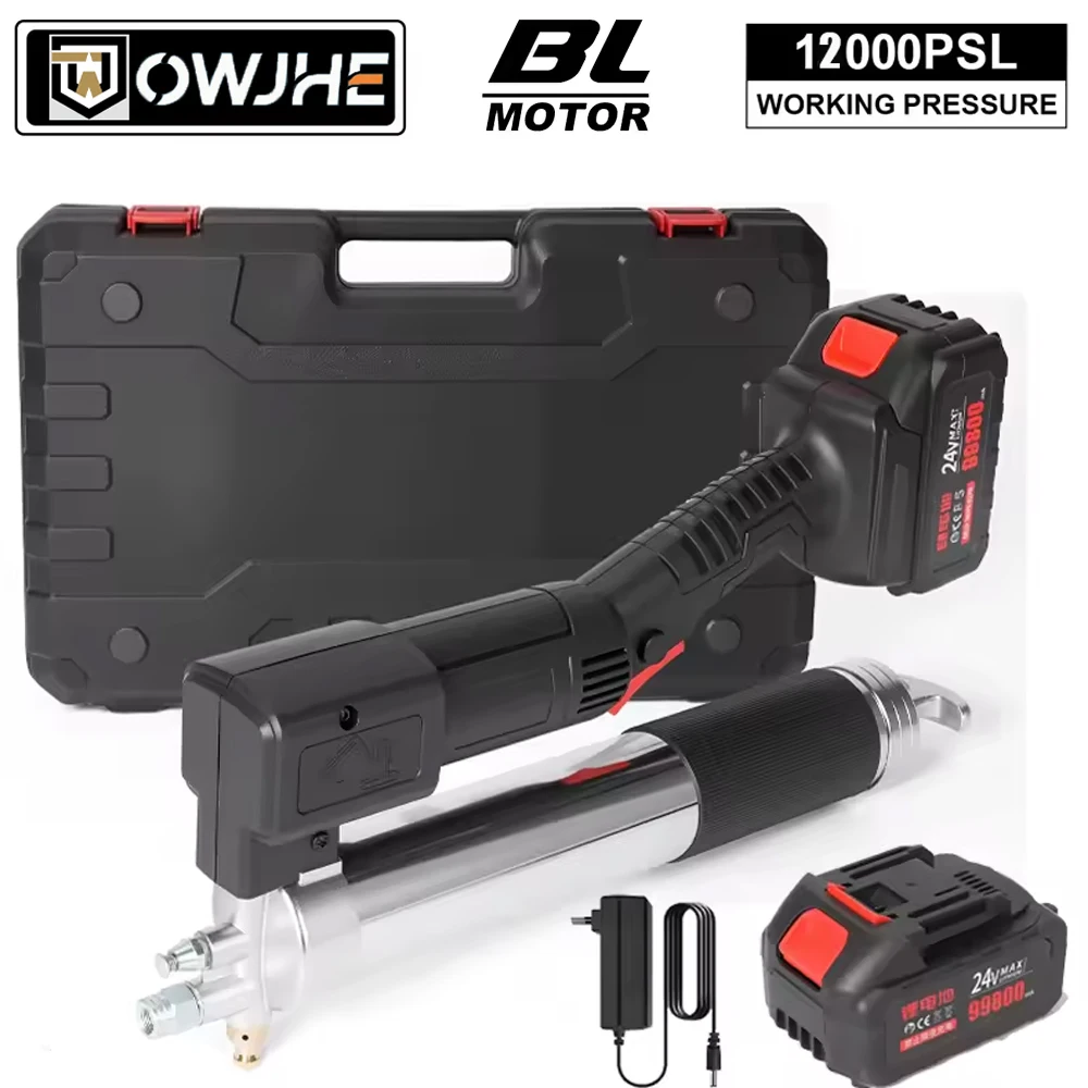 Kit de pistolet à graisse électrique 12000PSI, injecteur d'huile électrique sans fil, Machine à graisse, pelle sans fil entièrement automatique à haute pression