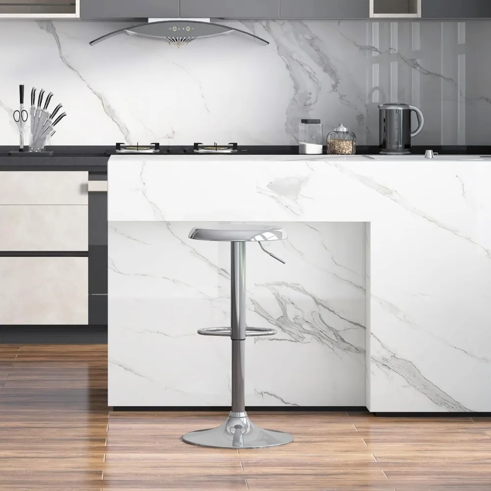 

Adjustable Bar Stool, Swivel Round Metal Airlift Barstool, Backless Counter Height Bar Chair for Kitchen Dining Room Pub Cafe