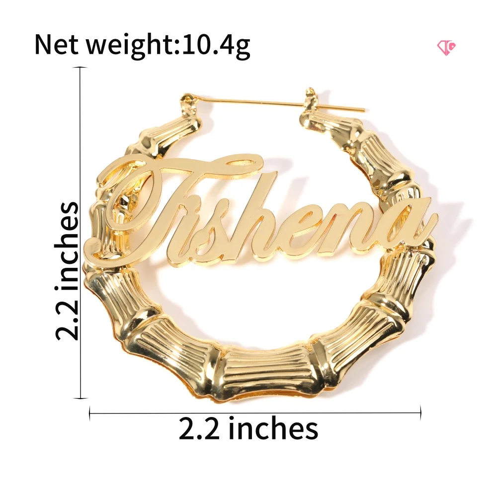 Customized Bamboo shape Letter Earrings Personalized Stainless Steel Round Name Eardrop Sexy Hip Hop Jewelry Gift For Her/Wife