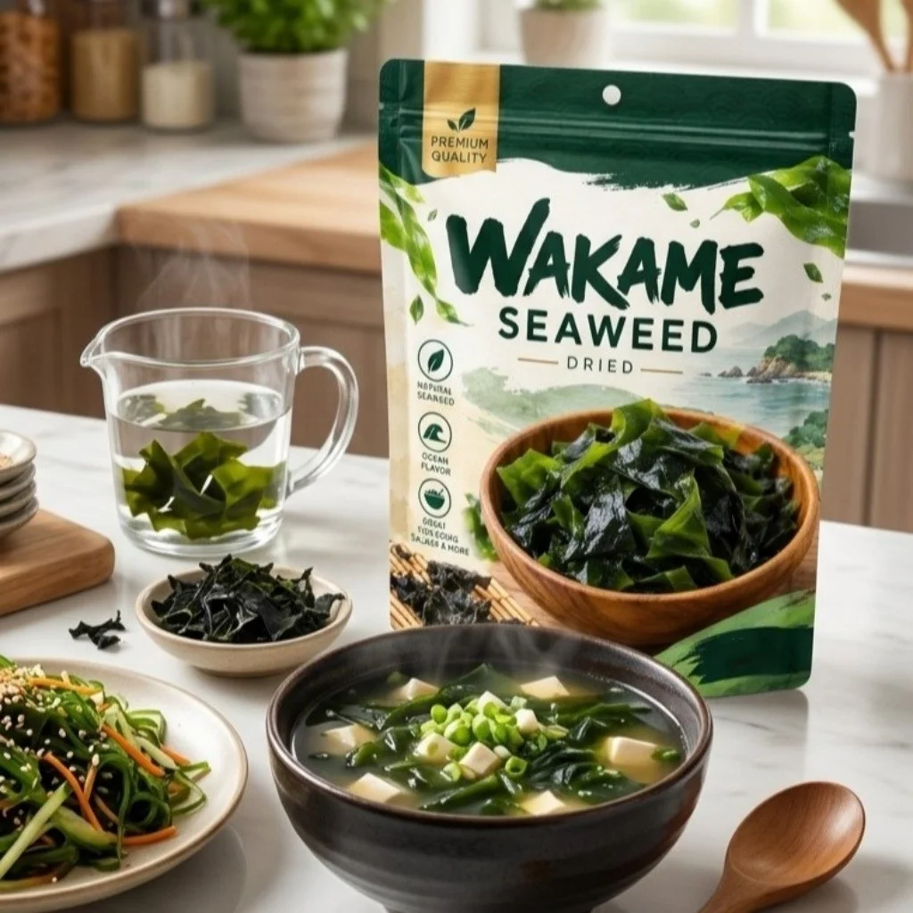 Dried Wakame Seaweed, Cut Wakame Sea Vegetable For Soups And Salads, Traditional Japanese Cuisine Ingredient, Dried Seaweed Pieces For Homemade Broth Rice Bowls And Asian Recipes