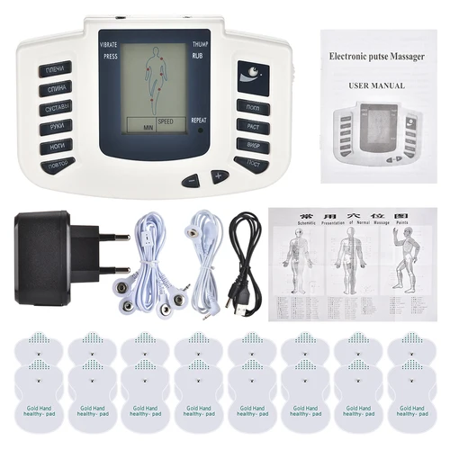 Estimulador eléctrico JR309, masajeador de terapia muscular relajante de cuerpo completo, masajeador corporal de acupuntura de pulso tens, almohadillas de 16 Uds.