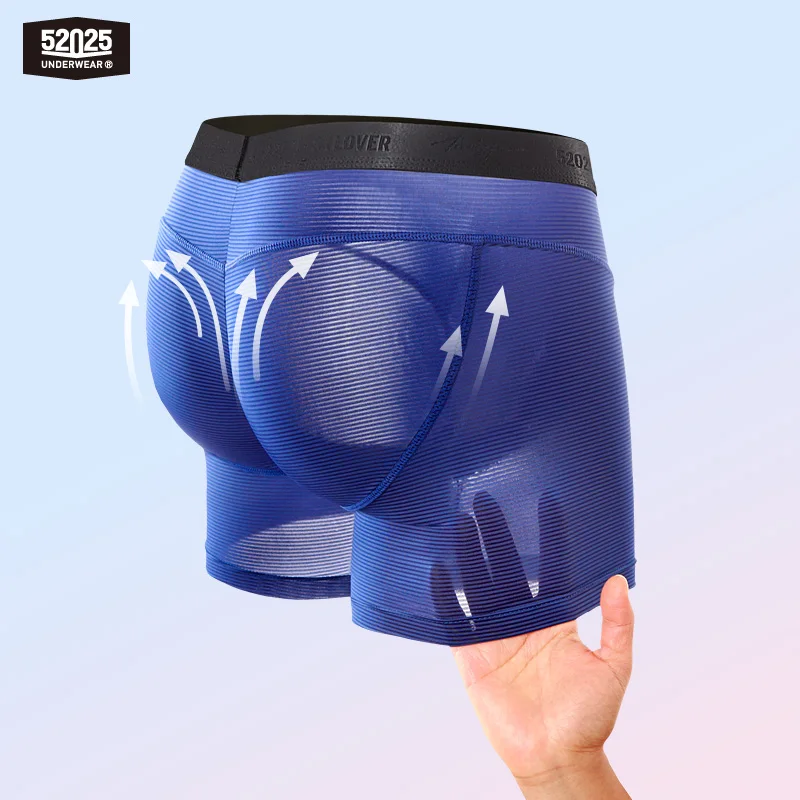 52025 Men's Performance Boxer Briefs – Hidden Stripe Texture, Quick-Dry Cooling Comfort and Sculpting Back Design