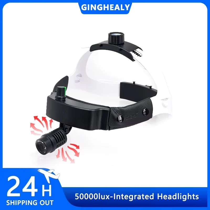 lampe-frontale-led-ginghealy-3w-5w-a-clipser-reglable-haute-luminosite-faisceau-focalise-loupe-integree-fixation-par-pince-autonomie-de-4-heures