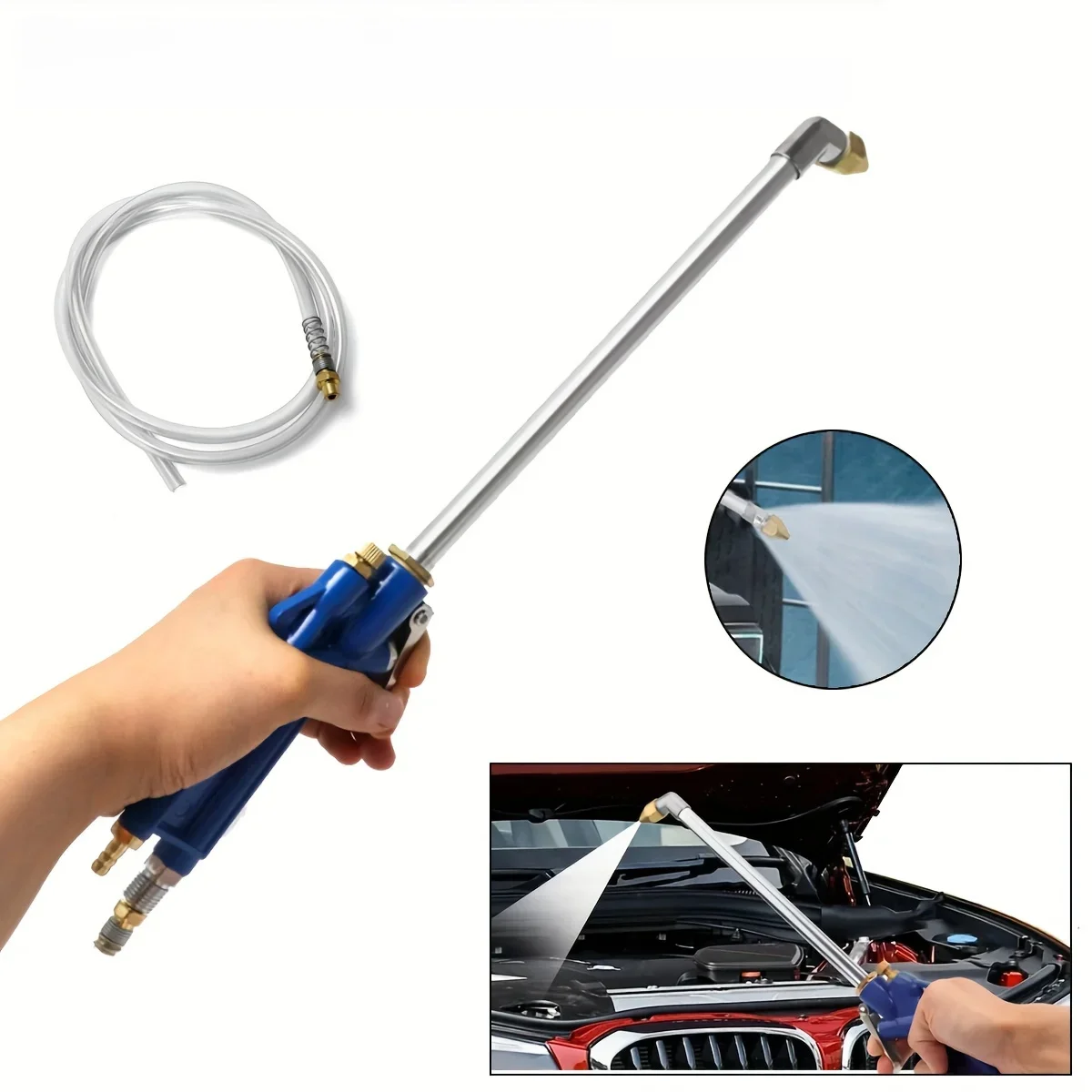 Pistolet de nettoyage de moteur pneumatique, pistolet à soufflage d'air avec tuyau de 4 pieds, outil de pulvérisation dégraissant de nettoyage