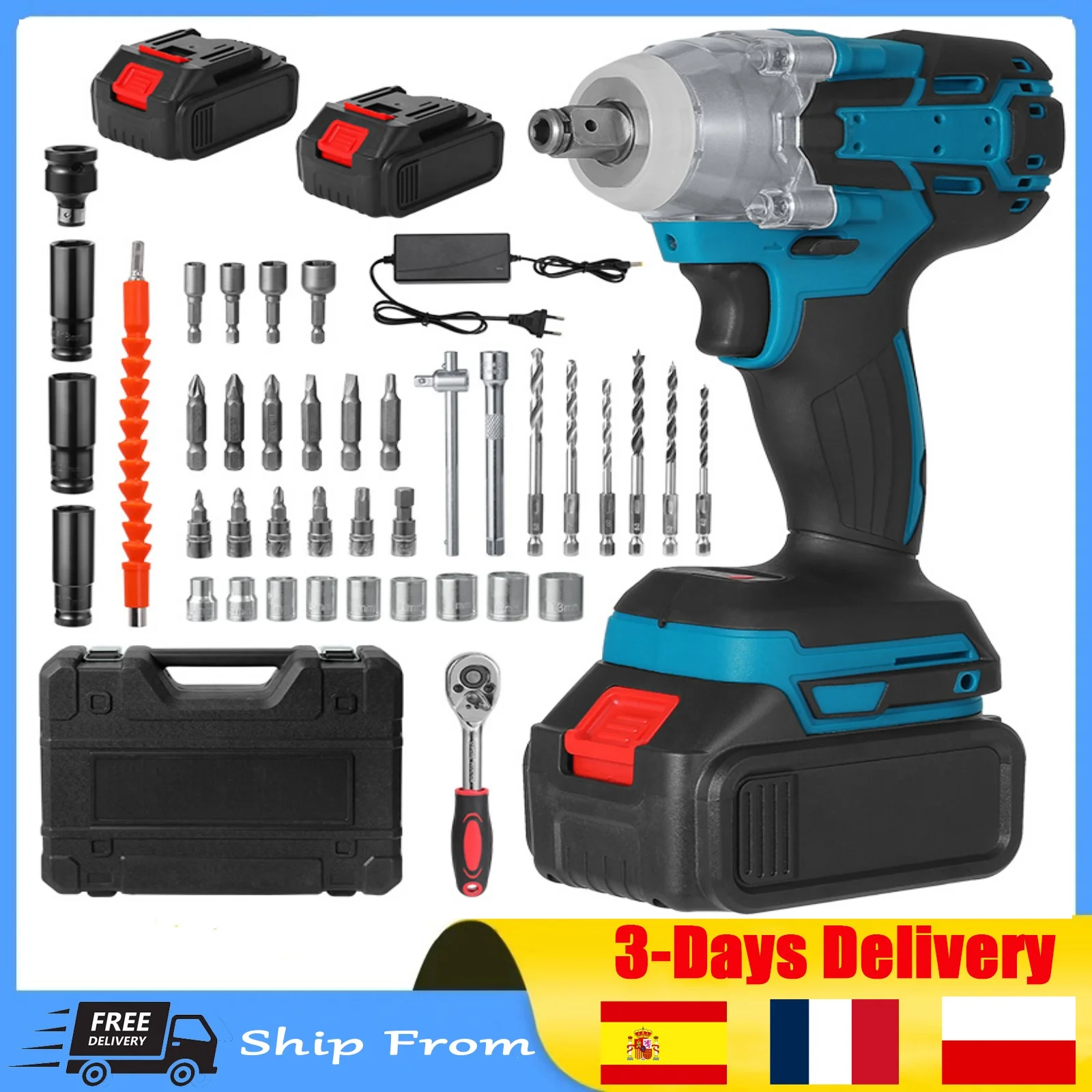 520N.m Electric Impact Wrench Brushless Cordless Electric Wrench 1/2 inch Compatible Makita 18V Battery Screwdriver Power Tools