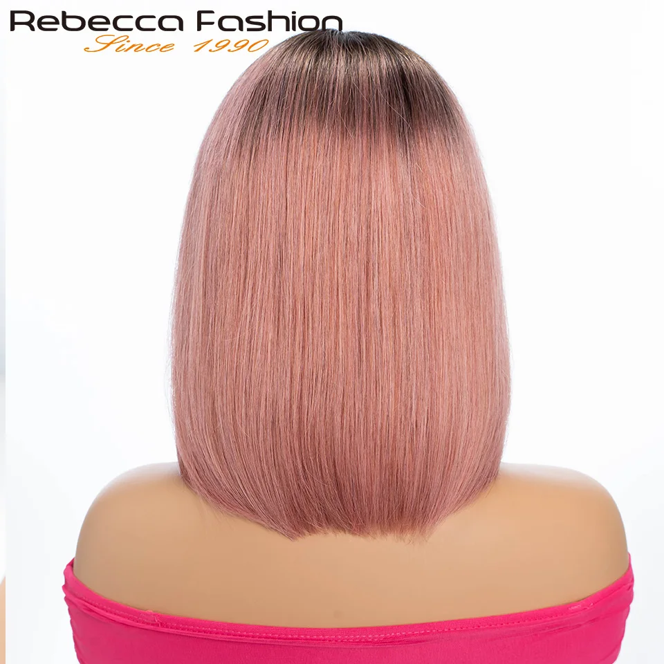 Kolorowe Ombre Pink Bob T Part Lace Wigs Straight Human Hair Lace Front Wigs Pre Plucked Blonde Straight Lace Front Wigs