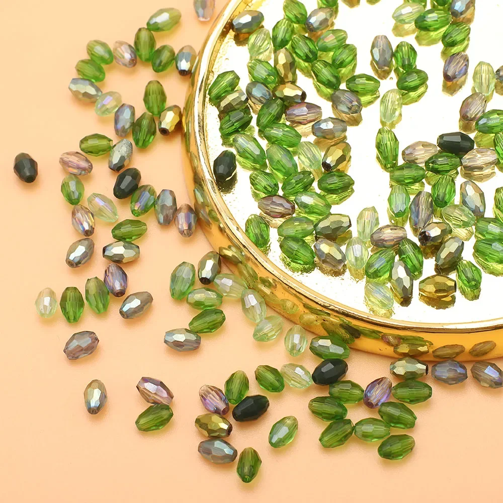 200 Stuks 3x5mm Groene Rijstkorrels Kleine Facet Kristal Kraal Ovale Vorm Glas Kristal Kralen voor Sieraden Maken Armband DIY Kledingstuk - afbeelding 2
