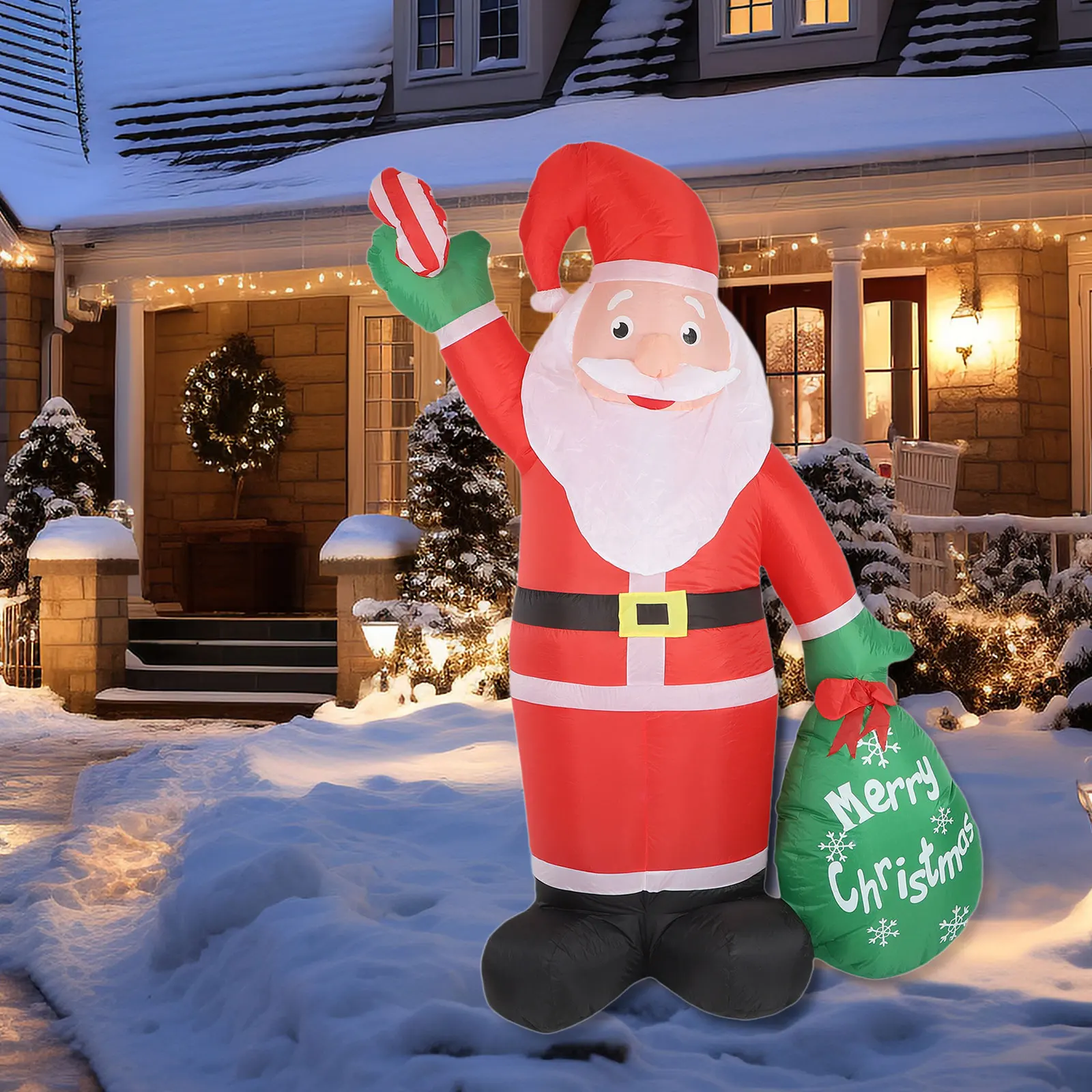 2.4M Christmas Inflatable Figure Santa Claus Toys US 110V Plug with LED Lamp Easy Setup Xmas Home Supply for Outdoor Party Decor