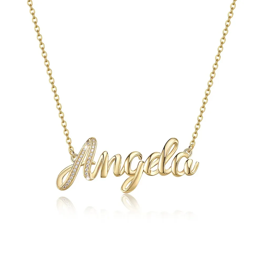 

MYDIY Personalized Name Necklace Gold Custom Cursive Name Pendant with CZ Initial for Women Gift Jewelry