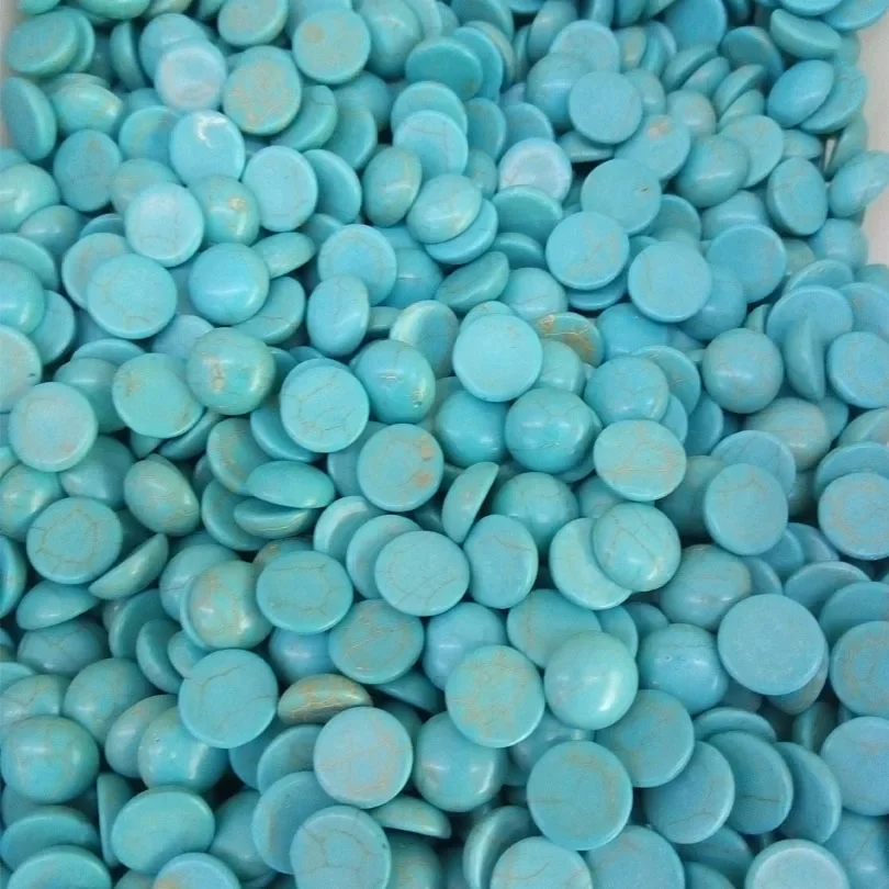 100 sztuk półkole turkusowe koraliki Howlite pół-kamień szlachetny kopuła mieszkanie powrót Cabochons pół okrągłe 3/4/6/7/8mm — zdjęcie 2