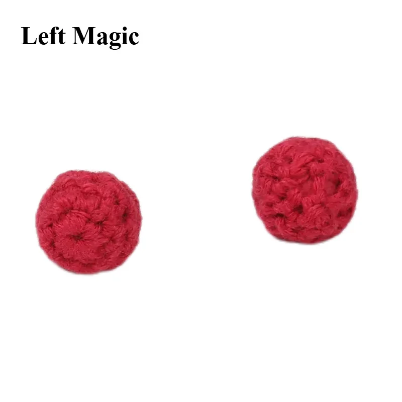 2 قطعة كرة كروشيه صغيرة (أحمر، 1.2 سم، 1 عادية و1 مغناطيسية) ملحقات سحرية للأكواب والكرات وكوب القطع خدع سحرية للتحايل Pro
