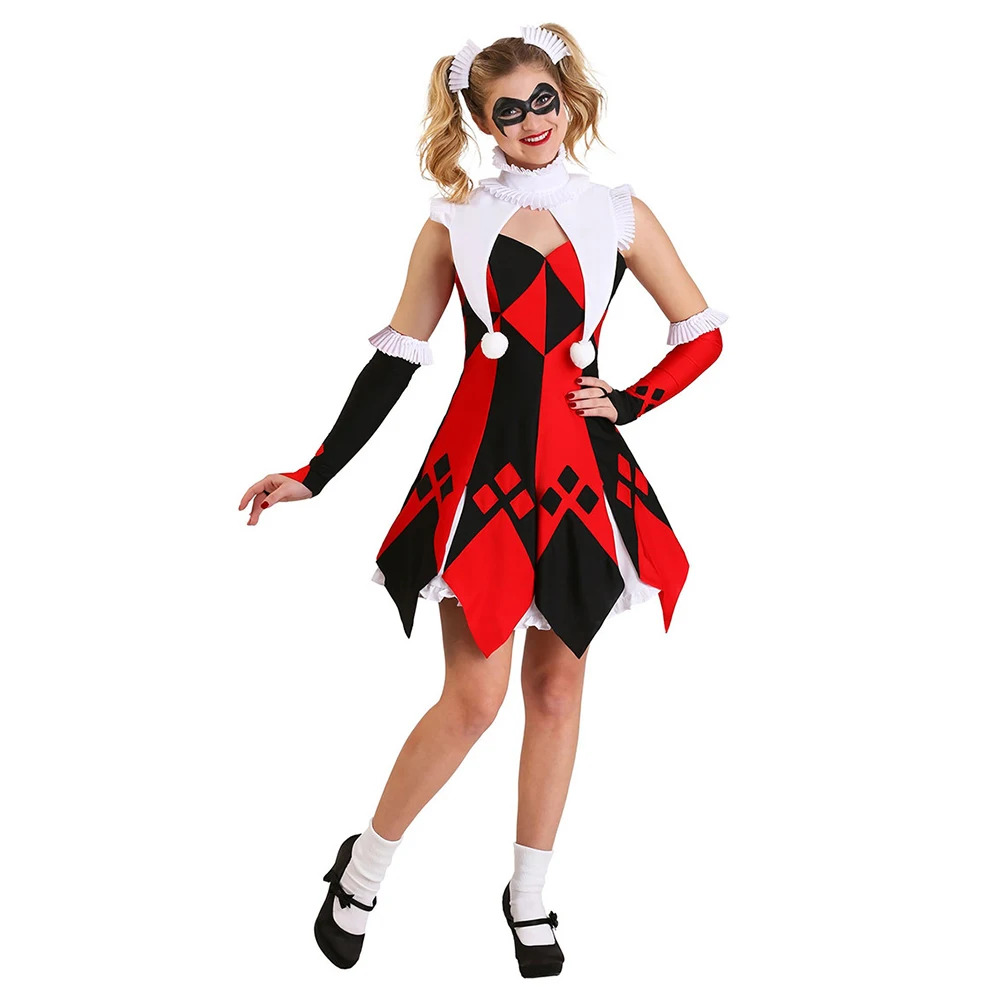 

New Arrival Cute Court Jester Costume for Women Clown Outfit Adult Dress