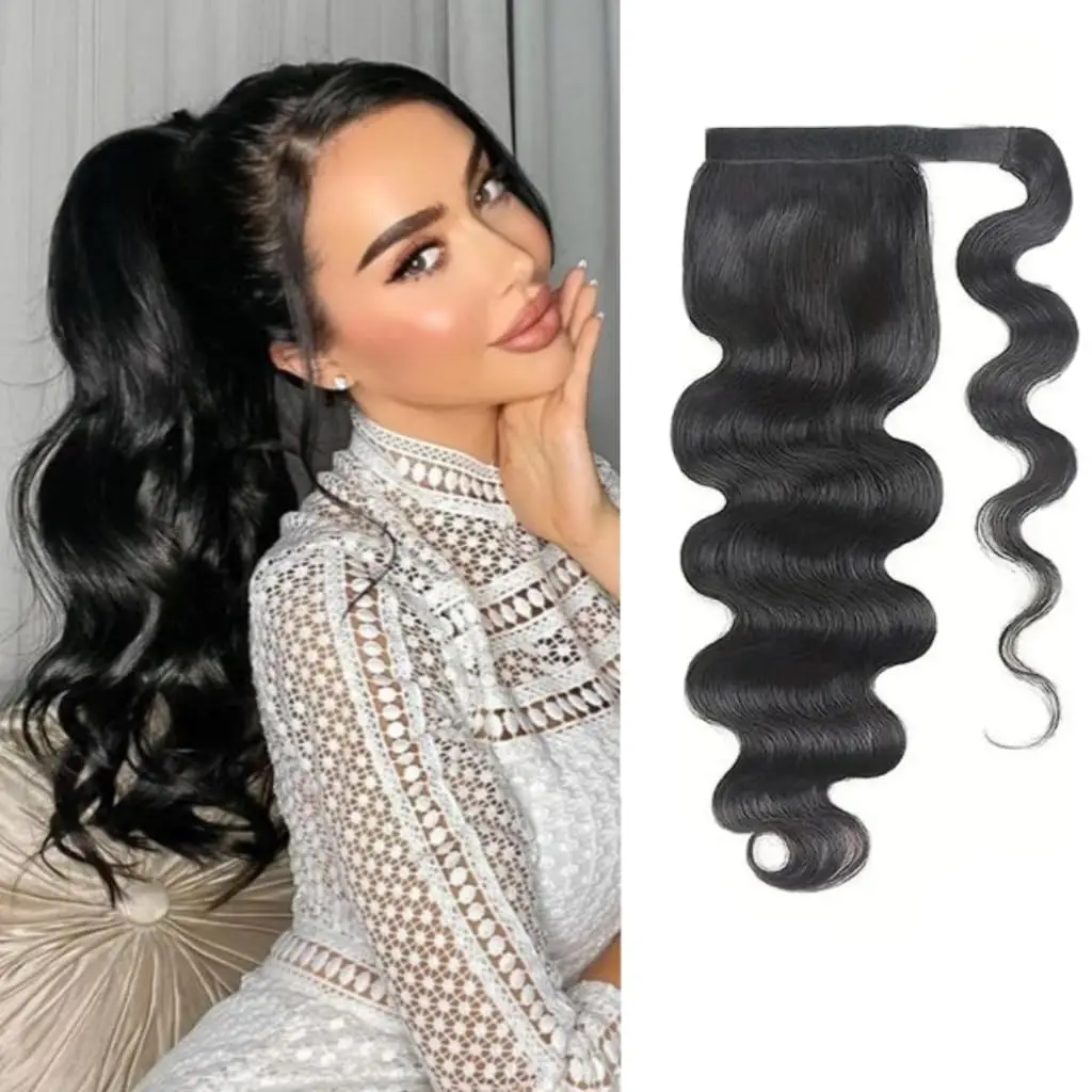 

26 дюймов объемная волна человеческие волосы для наращивания хвоста с волшебной пастой деформация вокруг наращивания волос натуральный цвет для чернокожих женщин