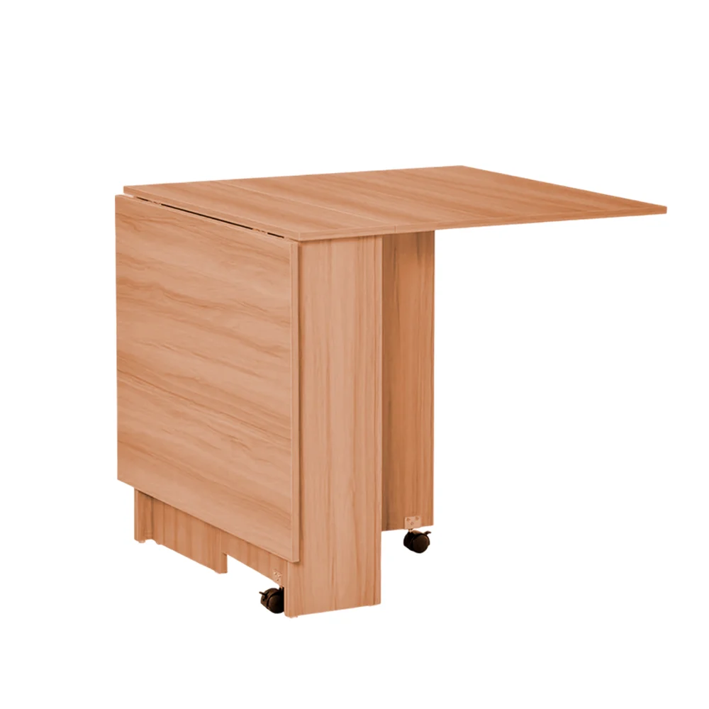 طاولة خشبية قابلة للطي، بلولاندر، 141 * 61 * 72 سم، طاولة طعام مع أرفف تخزين، توفير المساحة، متحركة بعجلات، طاولة خشبية مستطيلة مع أوراق قابلة للطي (خشب)