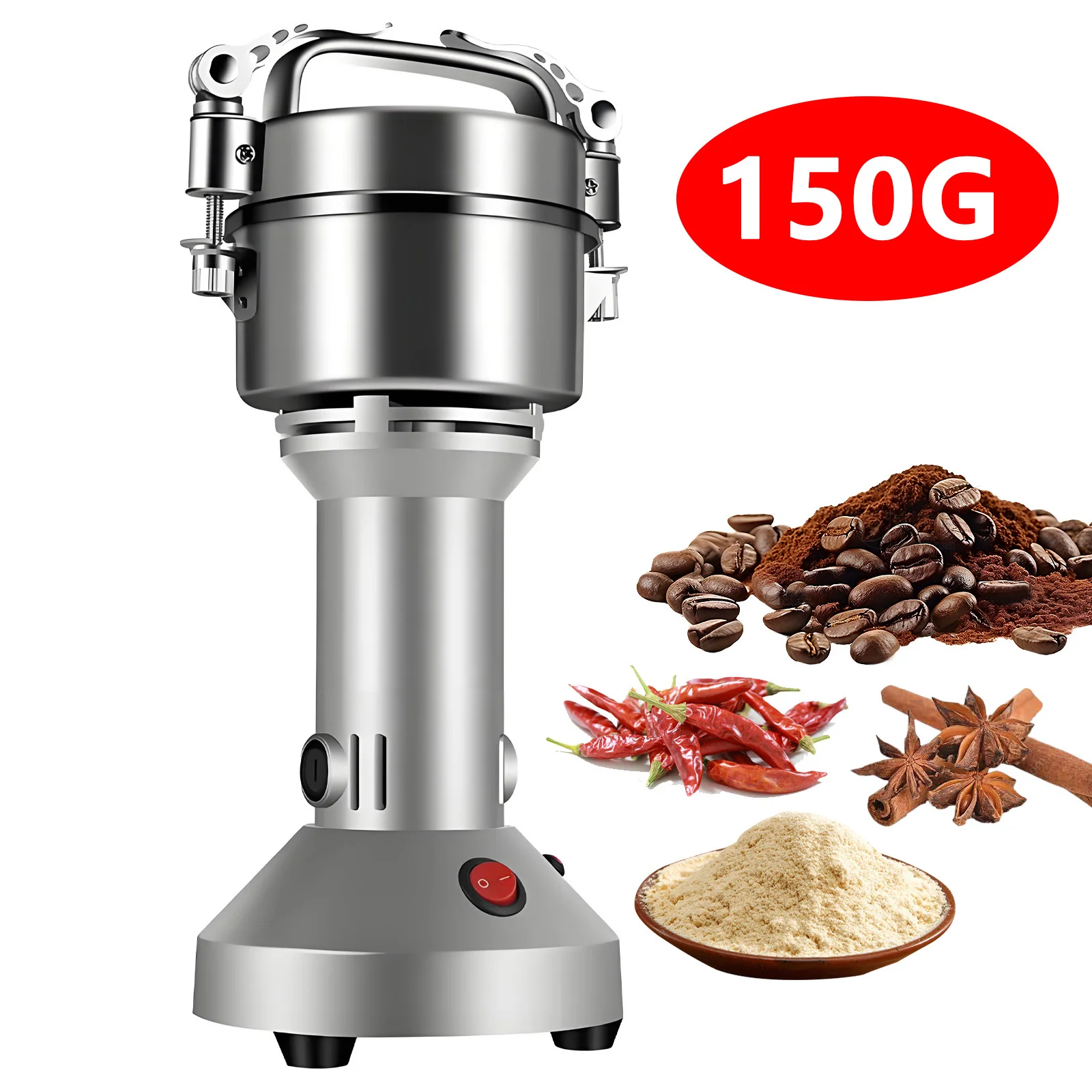 Molino Eléctrico de 150G para Granos, Especias, Cereales, Café, Alimentos Secos, Molinillo Doméstico para Granos, Espresso, Medicamentos en Polvo, 1200W