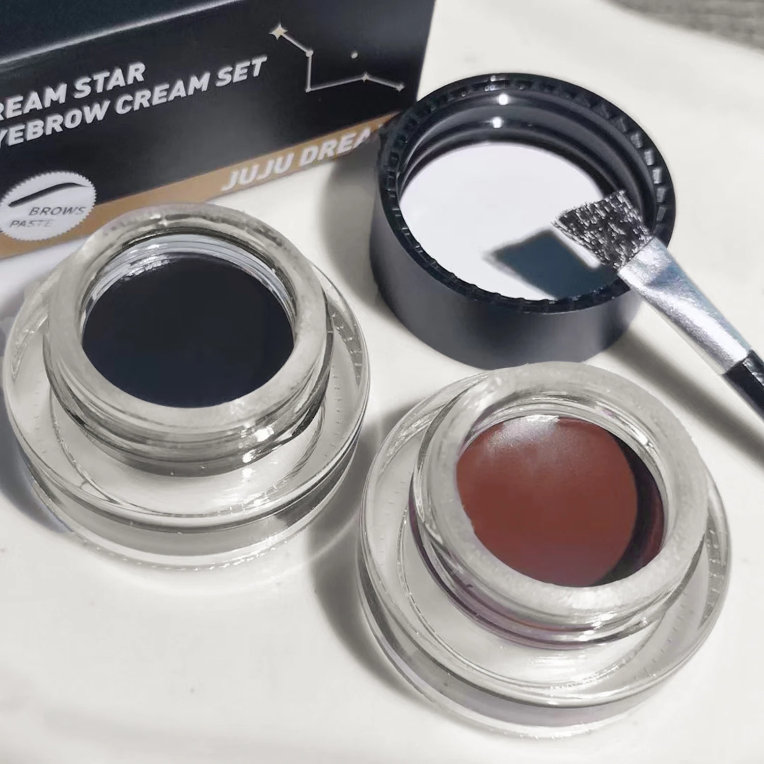 Tintura de maquiagem creme de sobrancelha à prova d'água, corante sem manchas, creme de sobrancelha tridimensional duradouro + pincel