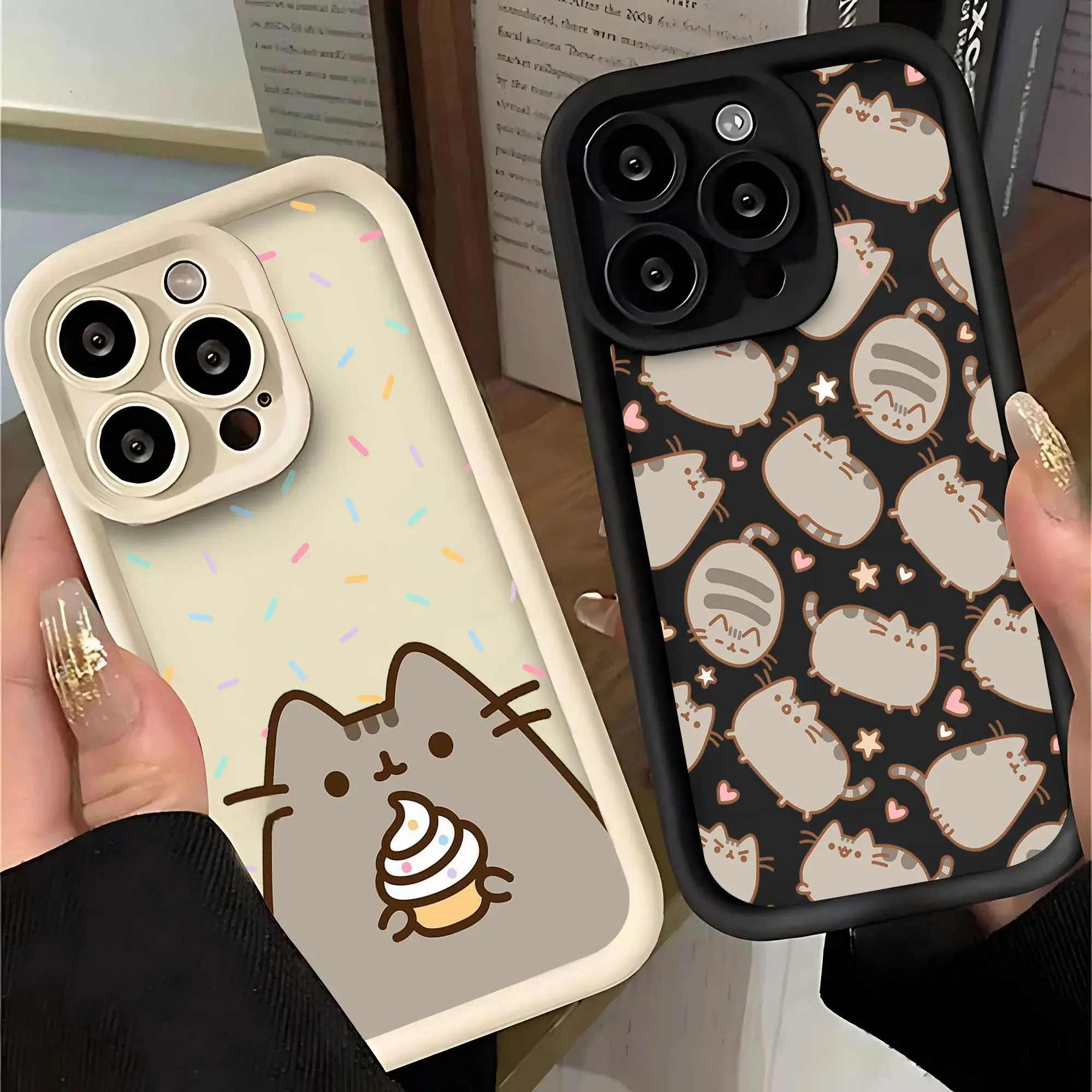 P-Pusheens chat coque de téléphone pour IPhone 16 15 14 13 12 11 Pro Max Mini XR XS X 7 8 Plus couverture arrière en TPU souple