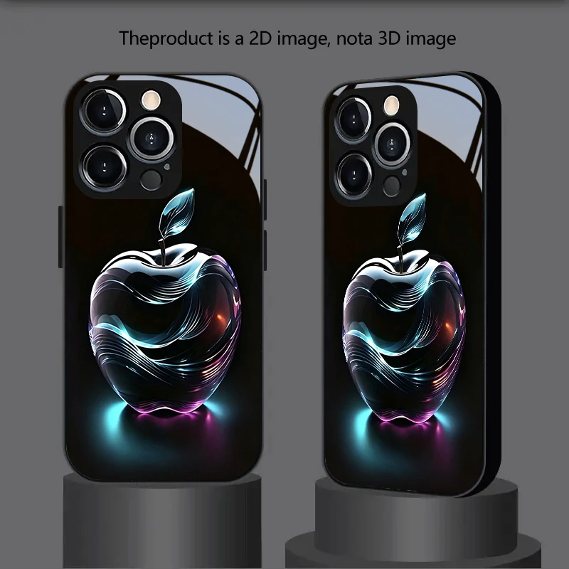 PROTECT Neon Crystal Apple Pattern for iPhone 17/16e/16/15/14/13/12/Max/11/Pro/Plus Luxury Tempered Glass Protective Case - view 3