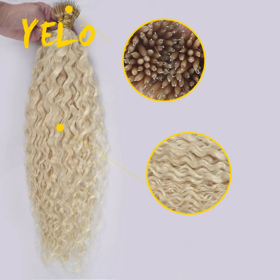 Yelo Nano Ring 100% Unprocessed Remy Human Hair Extensions Water Wave Natural Curvature Human Hair Soft And Bouncy 12-26 Inch