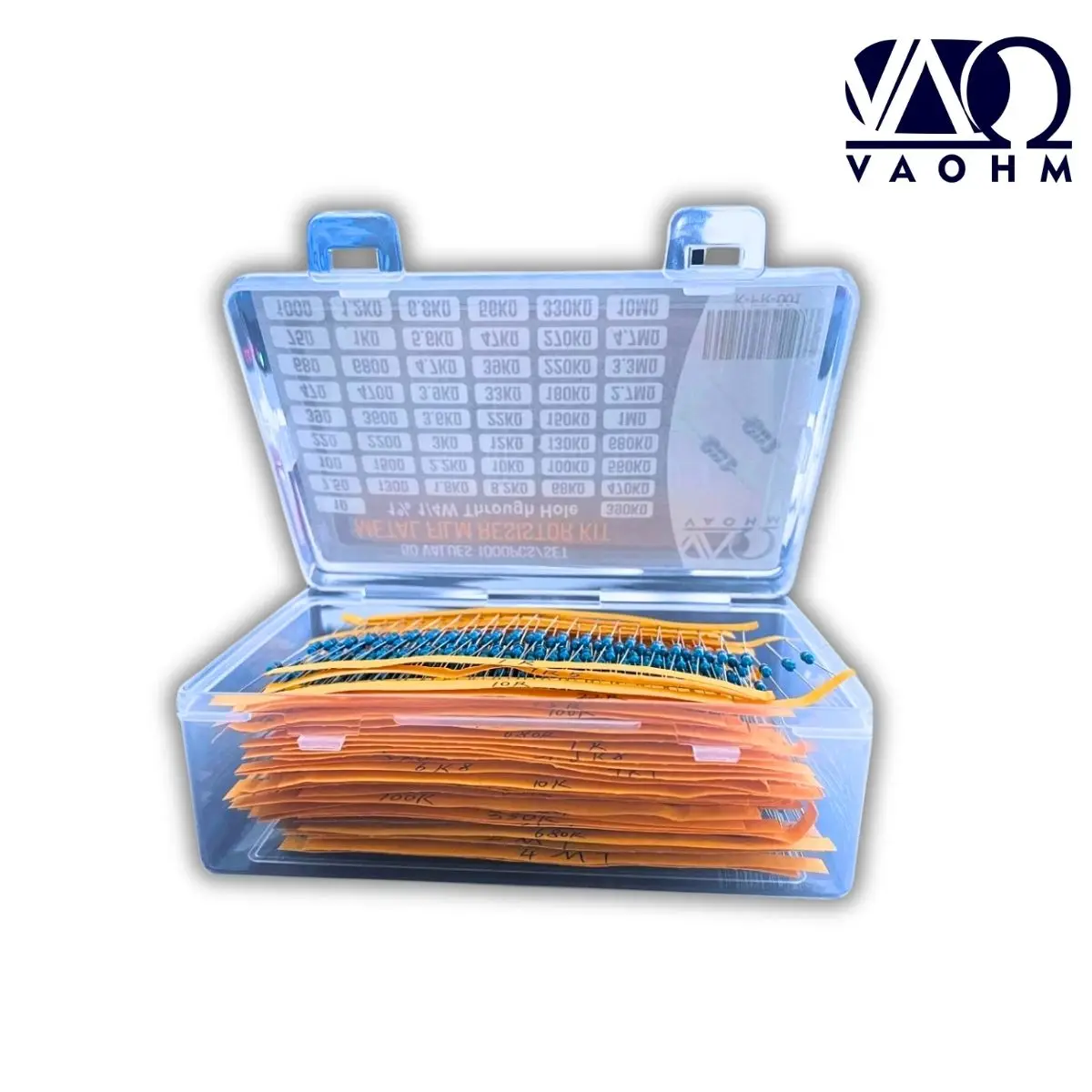 50 Types 1000PCS Through Hole 1/4W 1% Metal Film Resistor Set