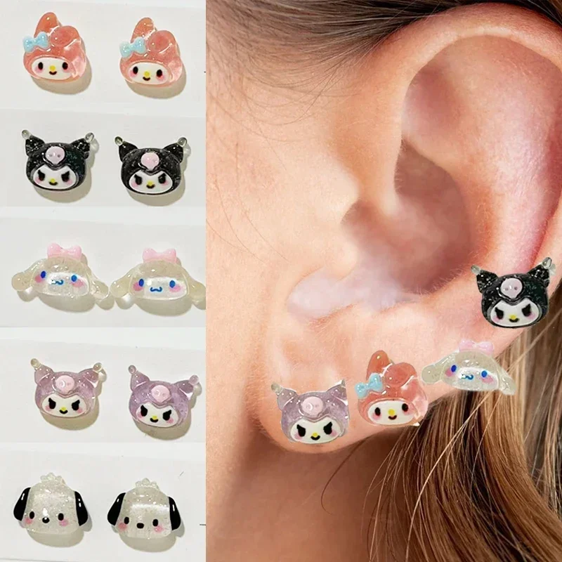 Sanrio Hello Kitty süßer Ohrring Kawaii Cinnamoroll für Mädchen Cartoon Ohrclip Damen Schmuck