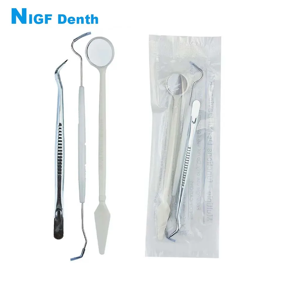 3 SZTUK / ZESTAW Zestaw narzędzi dentystycznych Zestaw narzędzi dentystycznych ze stali nierdzewnej Zestaw lusterka do ust Zestaw sondy Zestaw pęsety Zestaw dentystyczny Zestaw do pielęgnacji jamy ustnej