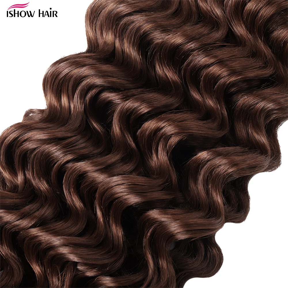 Color 4 Deep Wave Bulk Chocolate Brown Human Hair For Braiding 100% Remy Deep Wave Human Hair Extensions Brazilian Hair