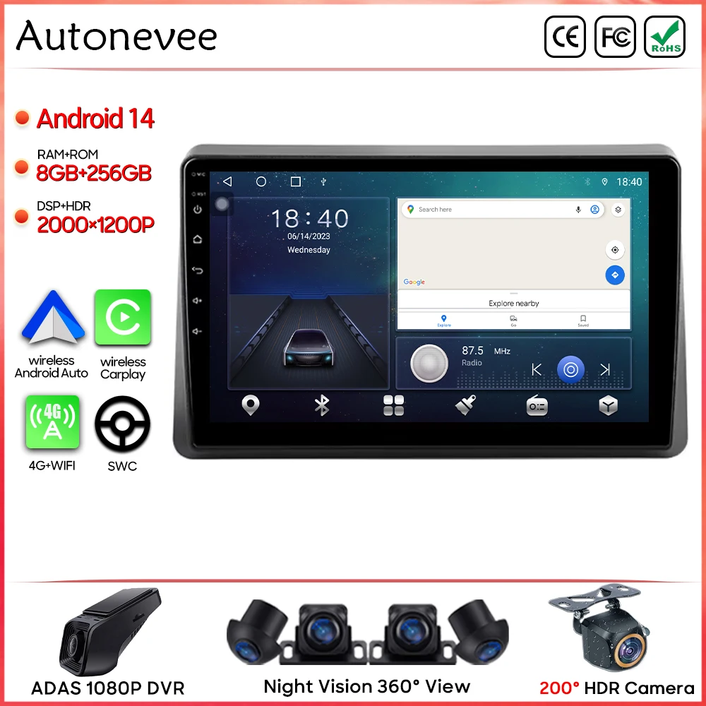

Автомагнитола на Android 14 для Renault Master 2019-2022, GPS, стерео, Carplay, мультимедийный плеер, Android, автоэкран, 4G, Wi-Fi, без DVD, типоразмер 2DIN