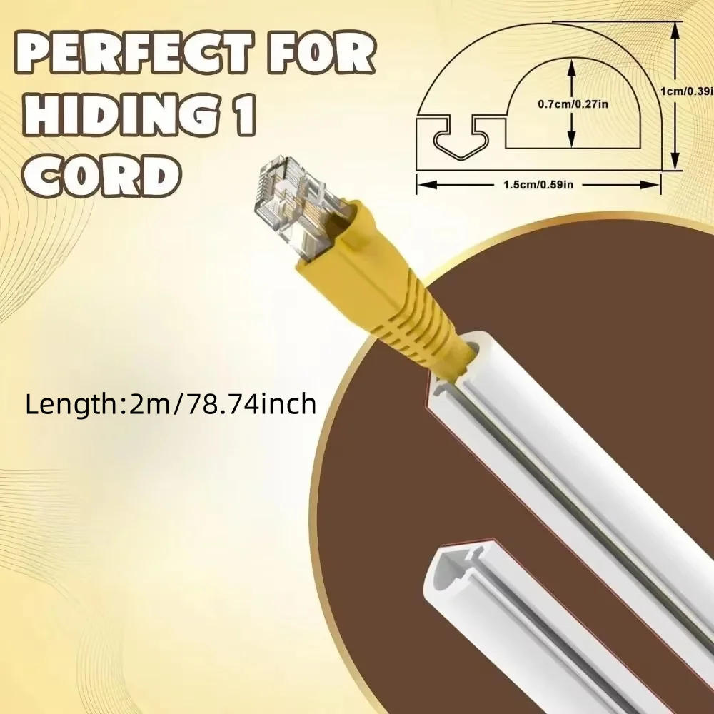 1PC 2m/78.74inch Cable Hider Free Cutting Easy Installation Cable Tidy Hide Wall Floor Wires