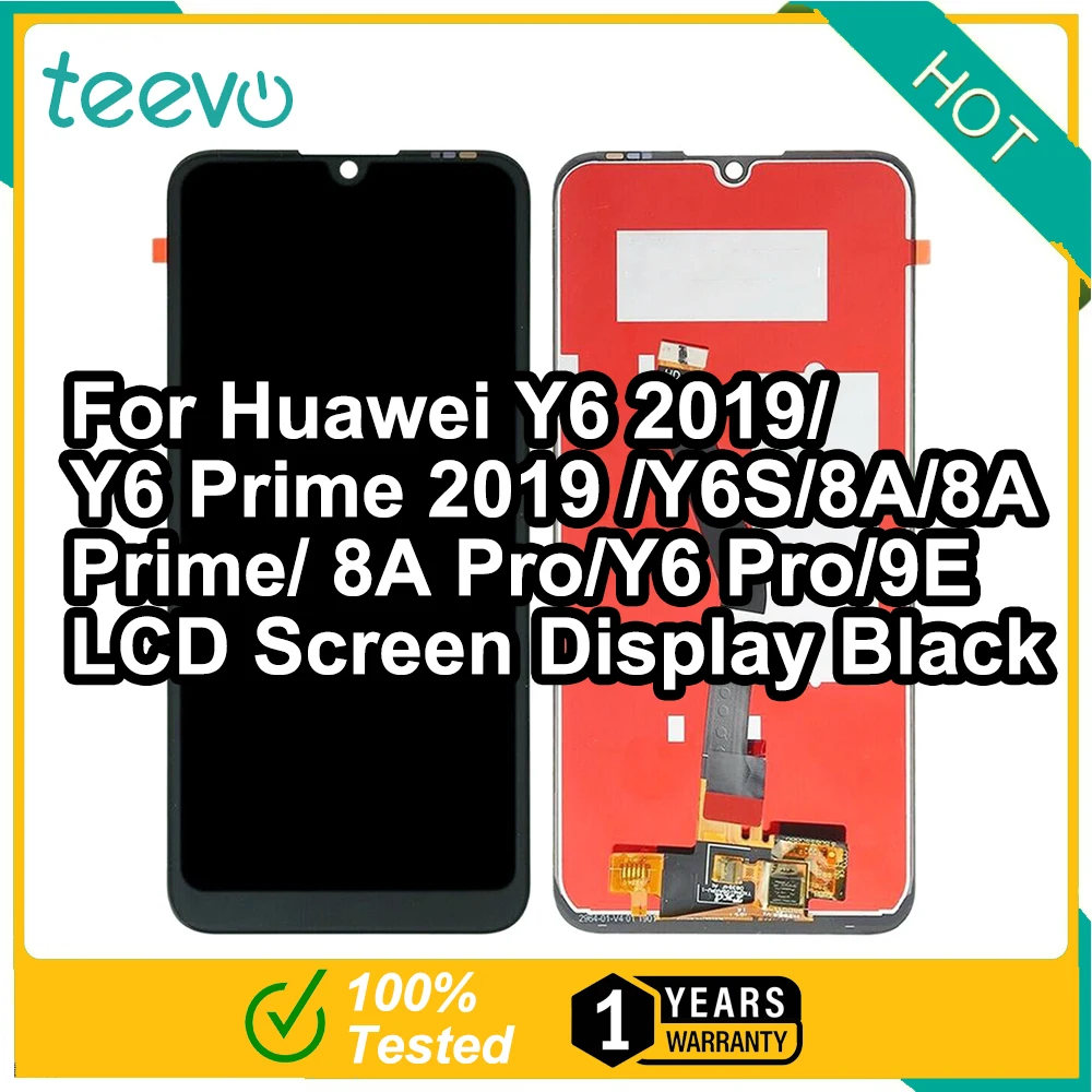 Teevo LCD For Huawei Y6 2019/Y6 Prime 2019/Y6S/8A/8A Prime/8A Pro/Y6 Pro/9E Screen Display & Touch Screen Digitizer Black