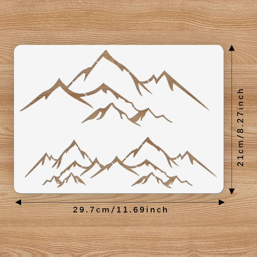 A4 Mountain Range Reusable Stencil for DIY Crafts